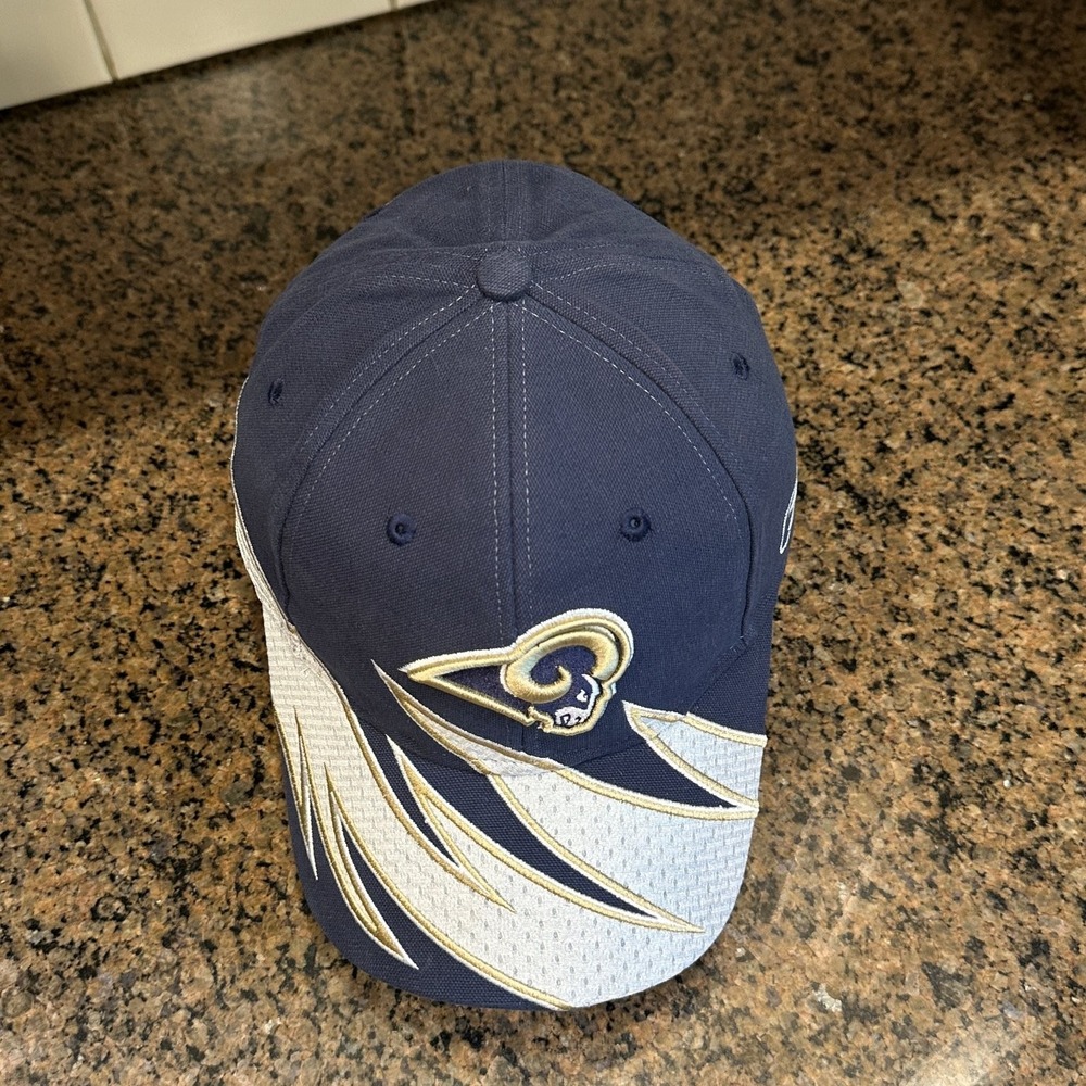 Vtg Los Angeles Rams Reebok NFL Hat Adjustable Navy Blue Gold Deadstock New - Picture 5 of 10